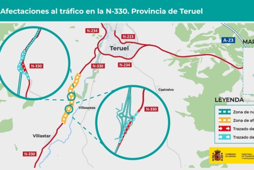 Transportes avanza con las obras de mejora de seguridad vial entre Villastar y Teruel