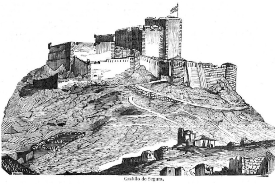 Castillo de Segura de los Baños: bajo los escombros causados por 90 quintales de pólvora detonados por orden de Espartero