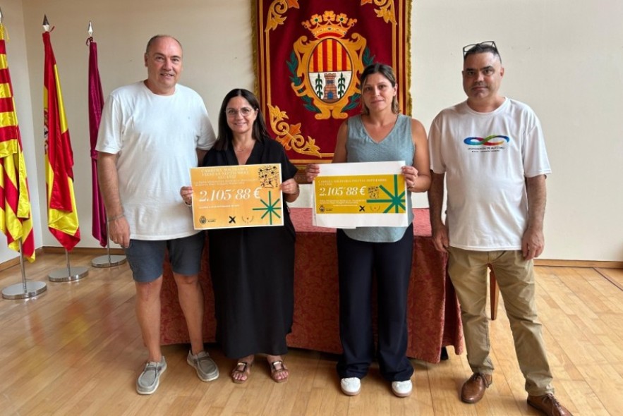 La Milla Popular de Alcañiz entrega más de 2.000 euros a la Asociación Autismo Bam