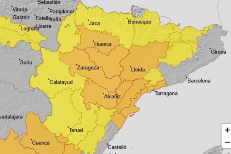 Activada la alerta de Protección Civil ante la previsión de lluvias y tormentas en el Bajo Aragón y otras zonas de la comunidad