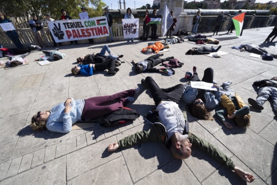 Teruel con Palestina escenifica su repulsa contra los partidos del Maccabi en Los Planos