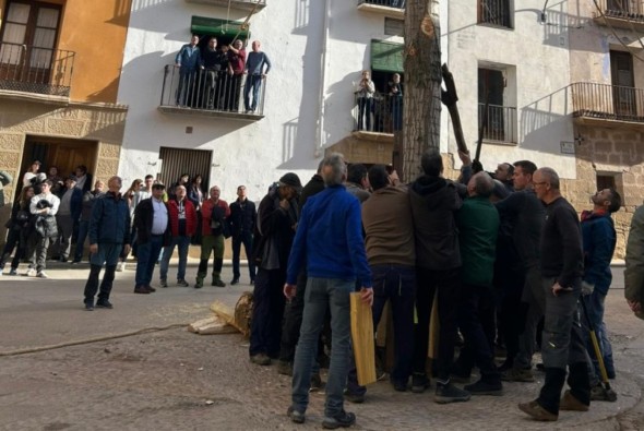 Un chopo de veinte metros marca en Castelserás el arranque de San Sebastián