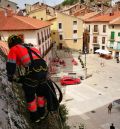 Los bomberos  del parque de Montalbán hacen prácticas de altura