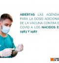 Abiertas las citas de la dosis de refuerzo contra el covid-19 para los nacidos entre 1983 y 1987