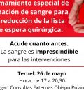 El Banco de Sangre llama a donar este jueves en Teruel para reducir la lista de espera quirúrgica