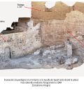 El tapial en restauración de la plaza de la Bombardera de Teruel se levantó en torno al año 1130