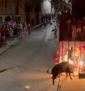 Un hombre resulta corneado en Cella por el toro embolado de las fiestas