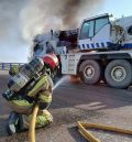 El incendio en un camión grúa provoca afecciones en la A-23 a la altura de Calamocha