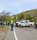 Dos heridos graves y uno leve en un choque frontal a la entrada de Nogueruelas