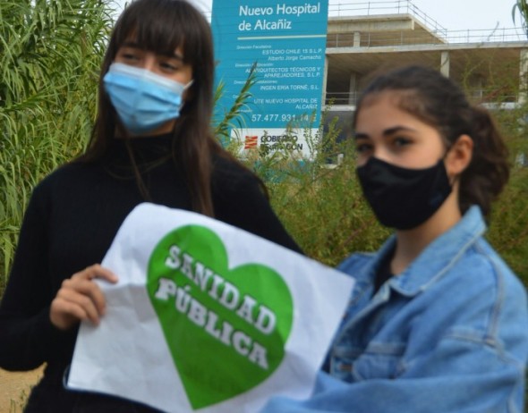 Los jóvenes también se han implicado en la movilización en Alcañiz