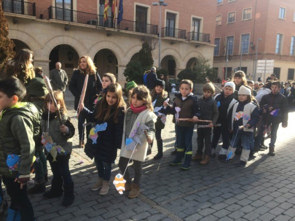 Alumnos del colegio La Purísima, algunos de ellos vestidos de pastores