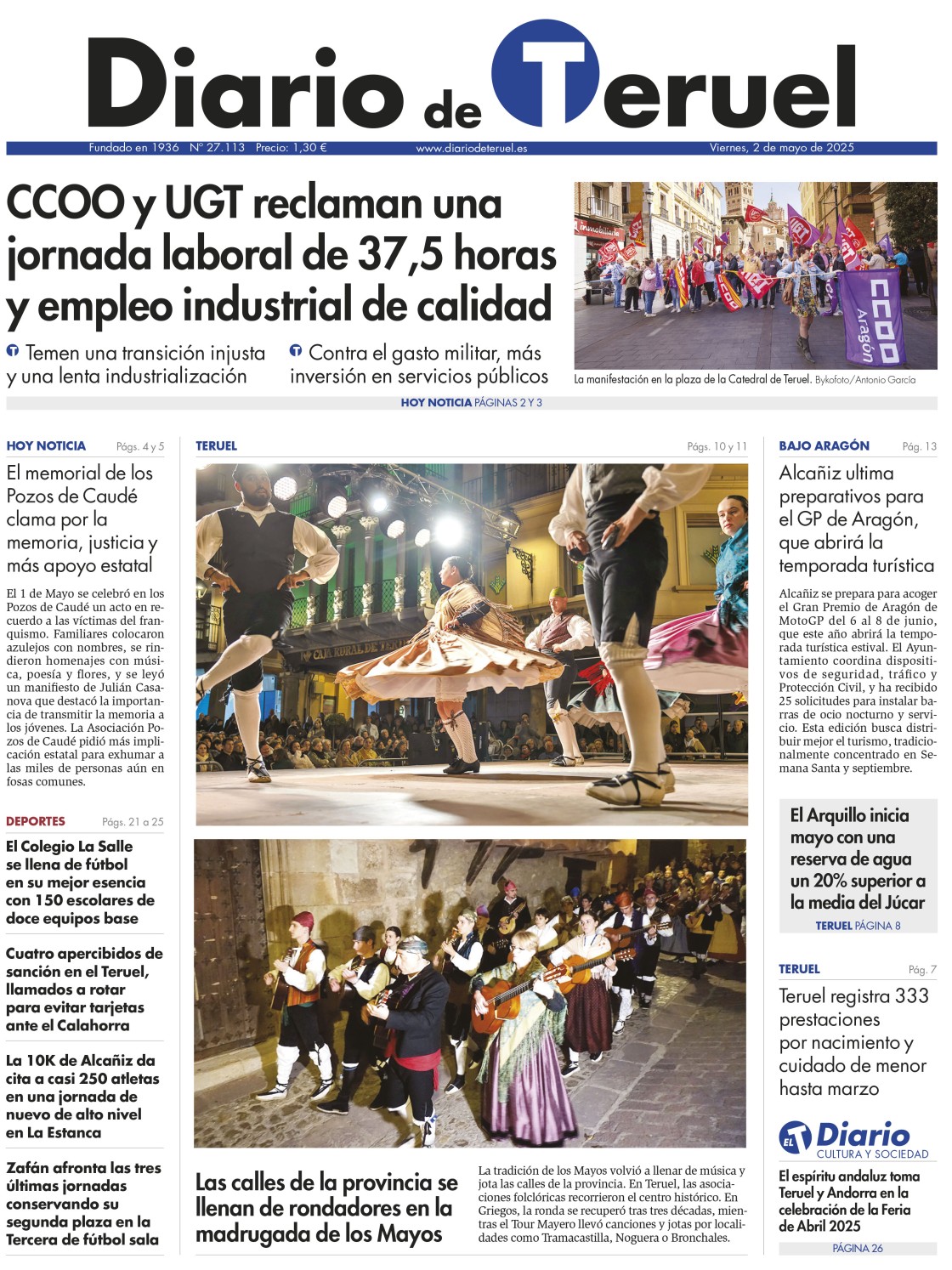 Portada Diario de Teruel