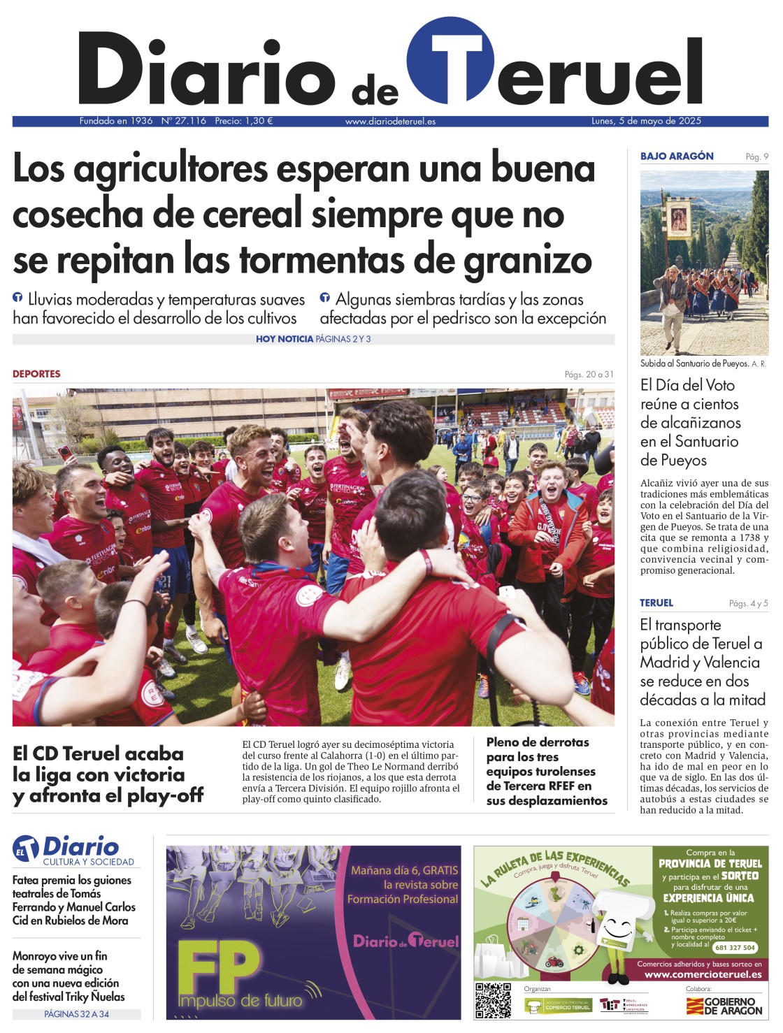 Portada Diario de Teruel