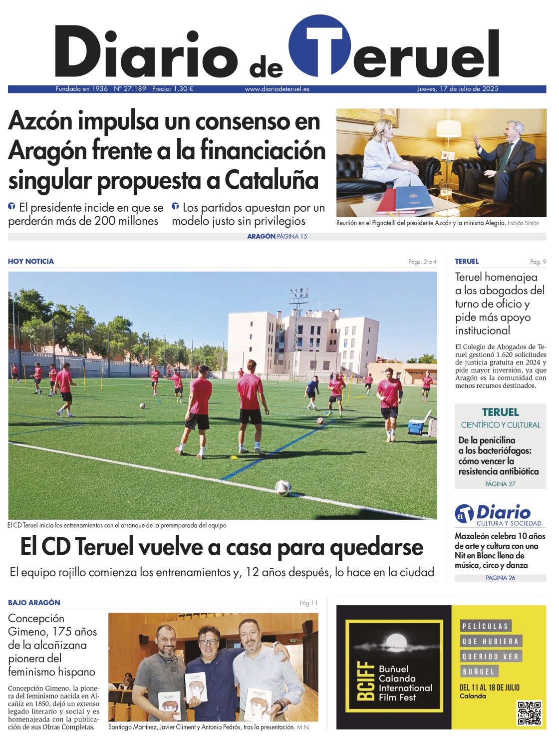 Portada Diario de Teruel