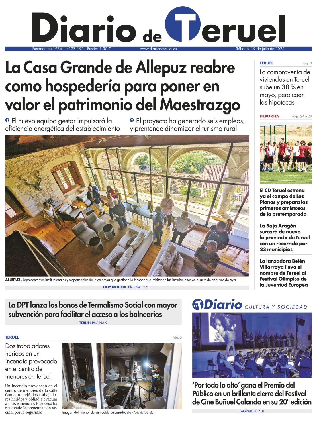 Portada Diario de Teruel