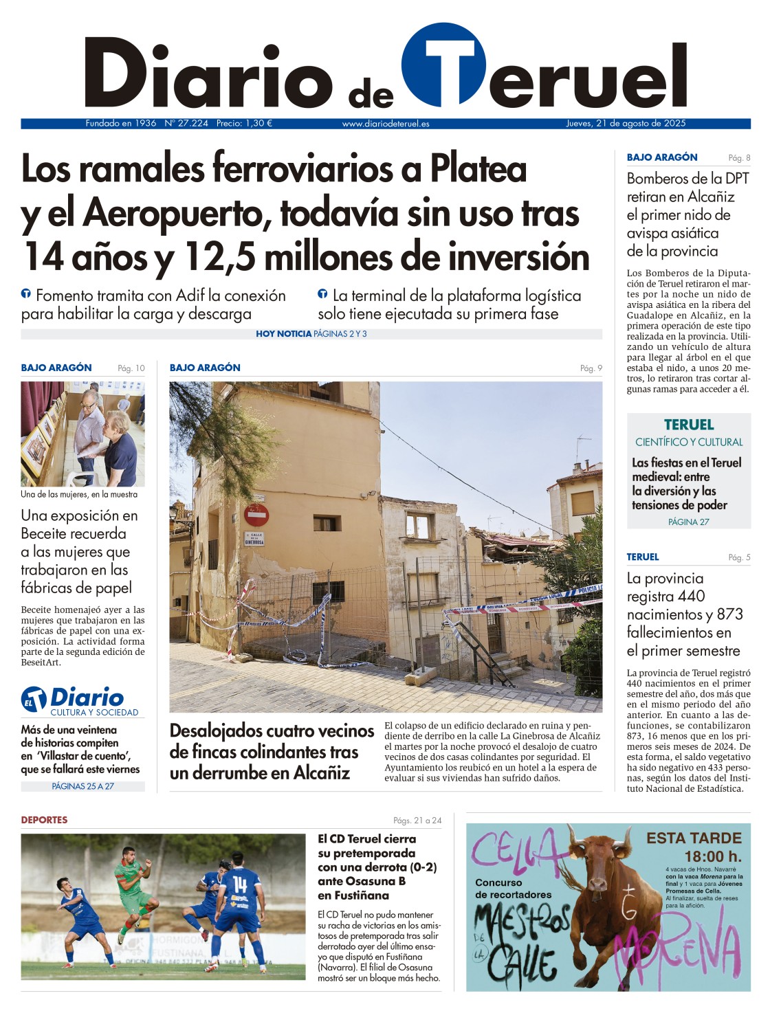 Portada Diario de Teruel