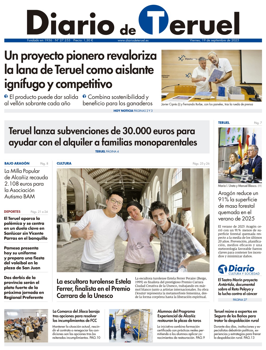 Portada Diario de Teruel