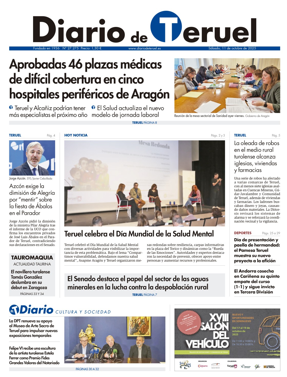 Portada Diario de Teruel