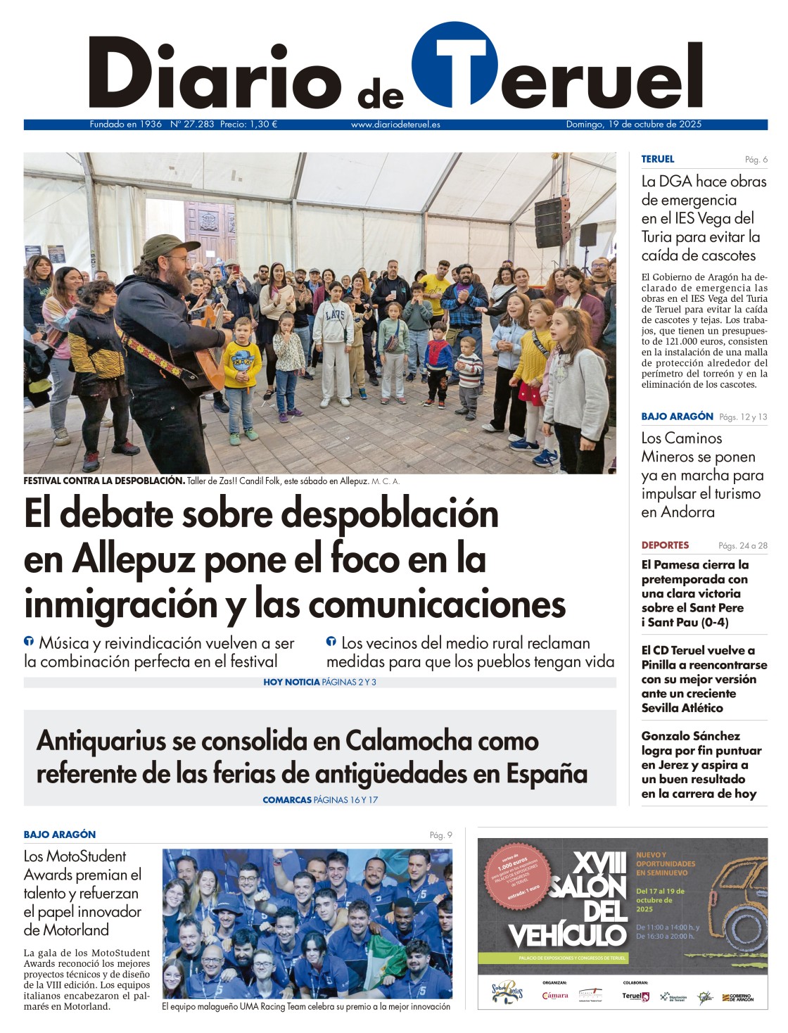 Portada Diario de Teruel