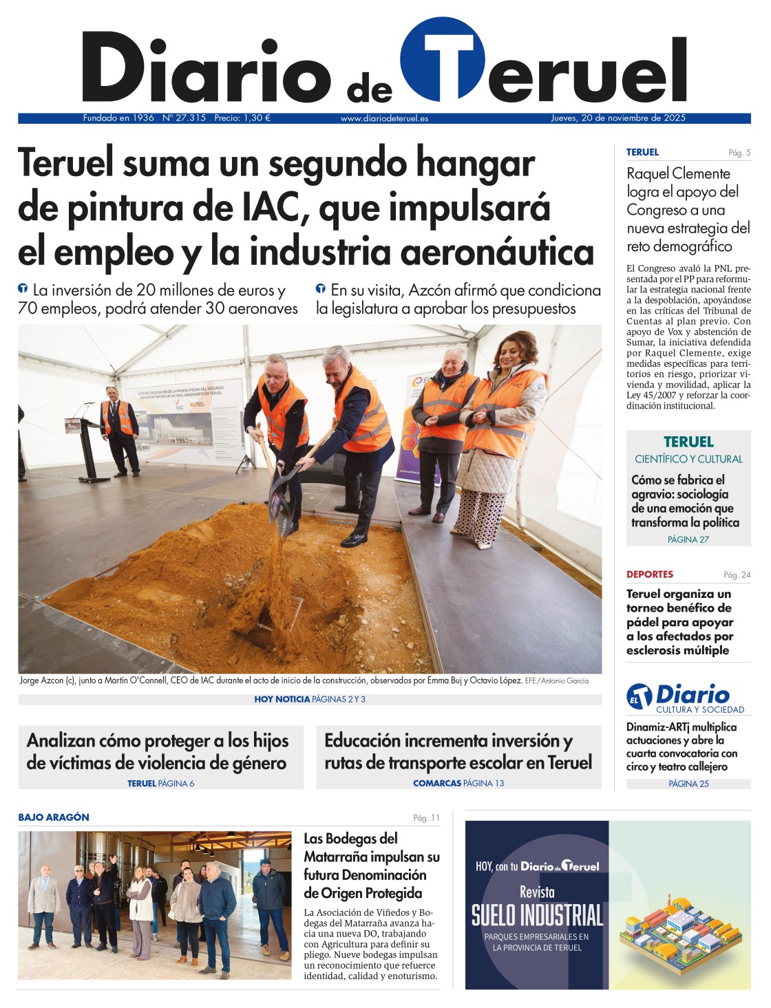 Portada Diario de Teruel